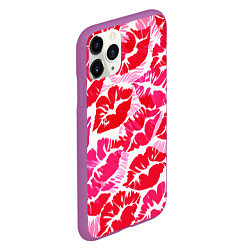 Чехол iPhone 11 Pro матовый Девчачьи отпечатки красных губ - подарок любви, цвет: 3D-фиолетовый — фото 2