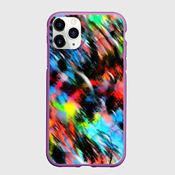 Чехол iPhone 11 Pro матовый Цветные краски абстракция, цвет: 3D-фиолетовый