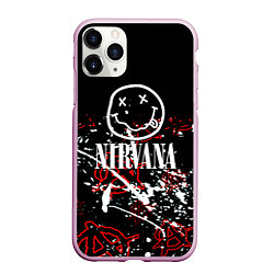 Чехол iPhone 11 Pro матовый Nirvana анархия, цвет: 3D-розовый