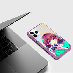 Чехол iPhone 11 Pro матовый Девушка с фотоаппаратом, цвет: 3D-фиолетовый — фото 2