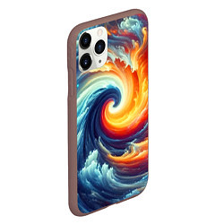 Чехол iPhone 11 Pro матовый Космическое завихрение - инь янь, цвет: 3D-коричневый — фото 2