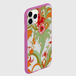 Чехол iPhone 11 Pro матовый Яркий цветочный узор, цвет: 3D-фиолетовый — фото 2