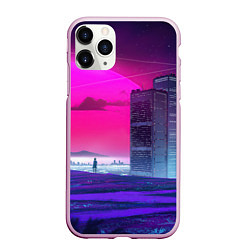 Чехол iPhone 11 Pro матовый Synthwave неоновый город, цвет: 3D-розовый