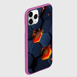 Чехол iPhone 11 Pro матовый Шестигранники с подсветкой, цвет: 3D-фиолетовый — фото 2