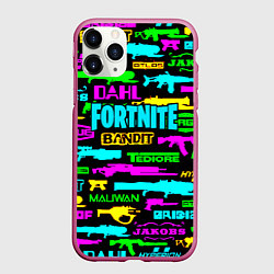 Чехол iPhone 11 Pro матовый Fortnite games, цвет: 3D-малиновый
