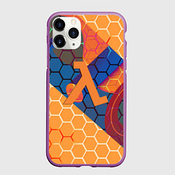 Чехол iPhone 11 Pro матовый Half life hexagon steel, цвет: 3D-фиолетовый