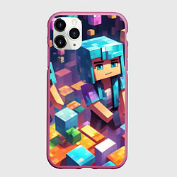 Чехол iPhone 11 Pro матовый Minecraft 2 0, цвет: 3D-малиновый