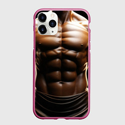 Чехол iPhone 11 Pro матовый Мужской торс в халате, цвет: 3D-малиновый