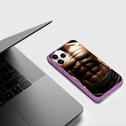 Чехол iPhone 11 Pro матовый Мужской торс в халате, цвет: 3D-фиолетовый — фото 2