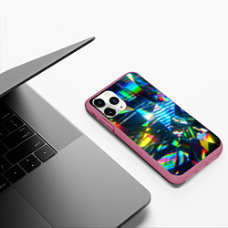 Чехол iPhone 11 Pro матовый Глитч эффект на стекле, цвет: 3D-малиновый — фото 2