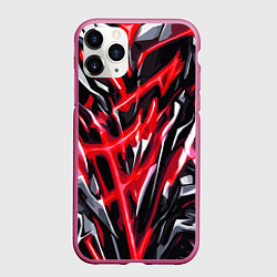 Чехол iPhone 11 Pro матовый Красная энергетическая абстракция, цвет: 3D-малиновый