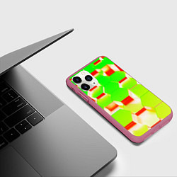 Чехол iPhone 11 Pro матовый Кислотные соты, цвет: 3D-малиновый — фото 2