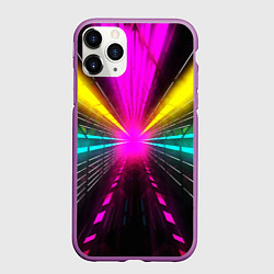 Чехол iPhone 11 Pro матовый Неоновые лучи текстура, цвет: 3D-фиолетовый