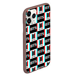 Чехол iPhone 11 Pro матовый BTS glitch pattern, цвет: 3D-коричневый — фото 2