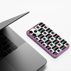 Чехол iPhone 11 Pro матовый BTS glitch pattern, цвет: 3D-фиолетовый — фото 2