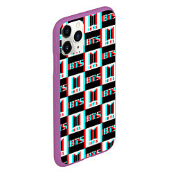 Чехол iPhone 11 Pro матовый BTS glitch pattern, цвет: 3D-фиолетовый — фото 2