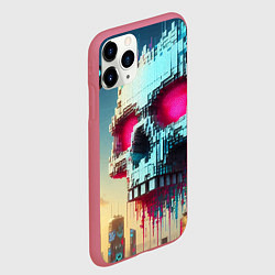 Чехол iPhone 11 Pro матовый Cool pixel skull - ai art fantasy, цвет: 3D-малиновый — фото 2