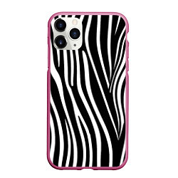 Чехол iPhone 11 Pro матовый Полоски зебры, цвет: 3D-малиновый
