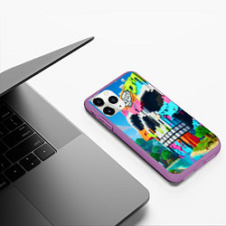 Чехол iPhone 11 Pro матовый Minecraft skull - ai art fantasy, цвет: 3D-фиолетовый — фото 2