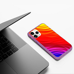 Чехол iPhone 11 Pro матовый Абстрактные волны текстура, цвет: 3D-фиолетовый — фото 2