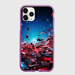 Чехол iPhone 11 Pro матовый Осколки плит в движении, цвет: 3D-фиолетовый