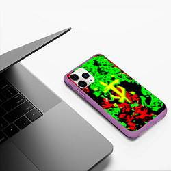 Чехол iPhone 11 Pro матовый Doom кислотный огонь, цвет: 3D-фиолетовый — фото 2