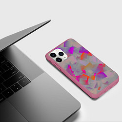 Чехол iPhone 11 Pro матовый Розово-фиолетовые осколки, цвет: 3D-малиновый — фото 2