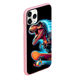 Чехол iPhone 11 Pro матовый Cool Dino on a skateboard - neon glow fantasy, цвет: 3D-баблгам — фото 2