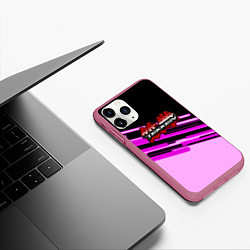 Чехол iPhone 11 Pro матовый Tekken pink line, цвет: 3D-малиновый — фото 2