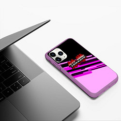 Чехол iPhone 11 Pro матовый Tekken pink line, цвет: 3D-фиолетовый — фото 2