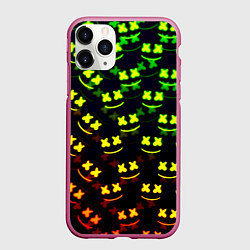 Чехол iPhone 11 Pro матовый Marshmello кислотный, цвет: 3D-малиновый