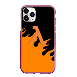 Чехол iPhone 11 Pro матовый Half life orange fire, цвет: 3D-малиновый