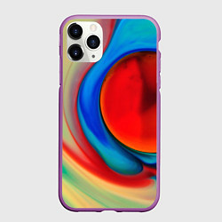 Чехол iPhone 11 Pro матовый Жидкие цветные краски, цвет: 3D-фиолетовый
