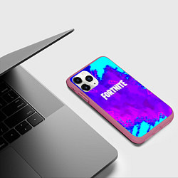 Чехол iPhone 11 Pro матовый Fortnite neon game, цвет: 3D-малиновый — фото 2