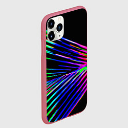 Чехол iPhone 11 Pro матовый Неоновый лучи текстура, цвет: 3D-малиновый — фото 2