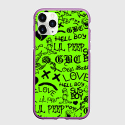 Чехол iPhone 11 Pro матовый Lil Peep кислотный паттерн, цвет: 3D-фиолетовый