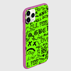 Чехол iPhone 11 Pro матовый Lil Peep кислотный паттерн, цвет: 3D-фиолетовый — фото 2