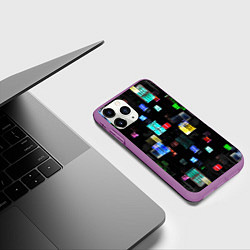 Чехол iPhone 11 Pro матовый Окна ночного города, цвет: 3D-фиолетовый — фото 2
