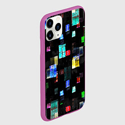 Чехол iPhone 11 Pro матовый Окна ночного города, цвет: 3D-фиолетовый — фото 2