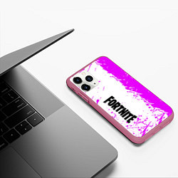 Чехол iPhone 11 Pro матовый Fortnite pink color, цвет: 3D-малиновый — фото 2