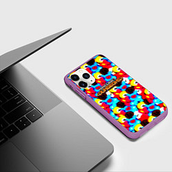 Чехол iPhone 11 Pro матовый Minecraft пушистики, цвет: 3D-фиолетовый — фото 2