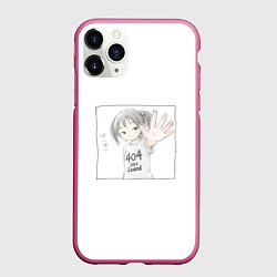 Чехол iPhone 11 Pro матовый 404 error anime tag, цвет: 3D-малиновый