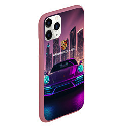 Чехол iPhone 11 Pro матовый Porshe big city, цвет: 3D-малиновый — фото 2