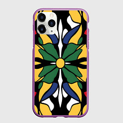 Чехол iPhone 11 Pro матовый Узор калейдоскоп, цвет: 3D-фиолетовый