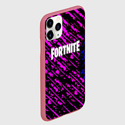 Чехол iPhone 11 Pro матовый Фортнайт полосы неоновые, цвет: 3D-малиновый — фото 2