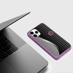 Чехол iPhone 11 Pro матовый Mercedes металическая сетка, цвет: 3D-фиолетовый — фото 2