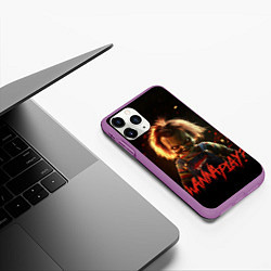 Чехол iPhone 11 Pro матовый Chucky wanna play?, цвет: 3D-фиолетовый — фото 2