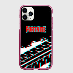 Чехол iPhone 11 Pro матовый Fortnite краски глитч, цвет: 3D-малиновый