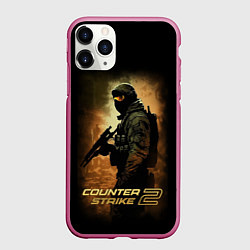 Чехол iPhone 11 Pro матовый Counter strike спецназовец, цвет: 3D-малиновый