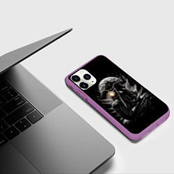 Чехол iPhone 11 Pro матовый Мотоциклист готический стиль, цвет: 3D-фиолетовый — фото 2